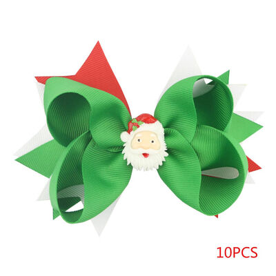 

10pcsset Santa Claus Ribbon Hair Bows Christmas Kids Hairbows Children Hairclips Girls Teens Hairpins