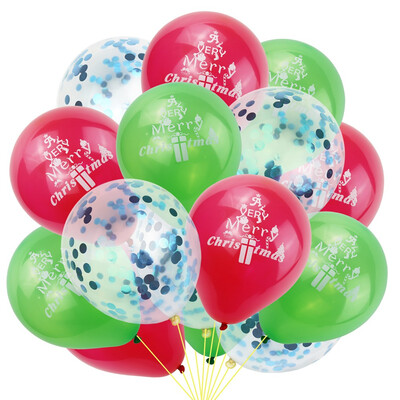 

15 Pcs Merry Christmas Balloons Confetti Printed Balloons Christmas Party Festival Home Decoration