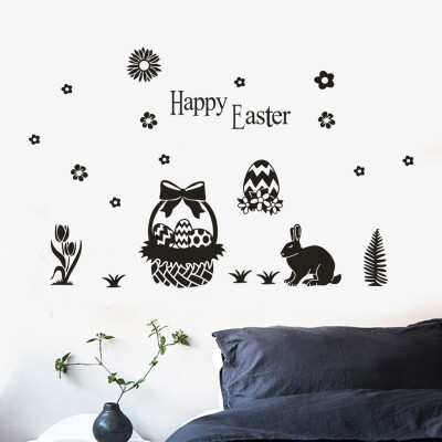 

〖Follure〗Happy Easter Rabbit Vinyl Decal Art Wall Sticker DIY Home Room Decor