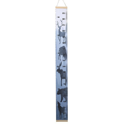 

Baby Growth Height Chart Canvas&Wood Frame Cartoon Patterns Handing Removable Wall Ruler for Kids Children Wall Decor 787" x
