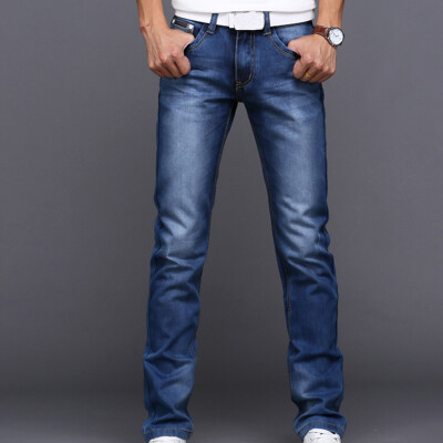 

Gobestart Summer Mens Washed Jeans Business Fashion Casual Trend Trousers