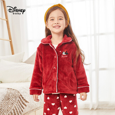 

Disney Disney childrens clothing girls small children warm padded pajamas flannel cute baby clothes 2019 winter DA942LE03 wine red 130