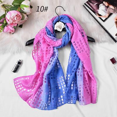 

New gradient color cut flower scarf female organza openwork lace sunscreen shawl beach towel silk scarf