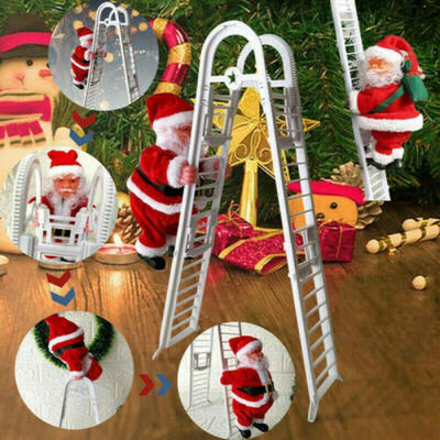 

Electric Climbing Ladder Santa Claus Doll Party Music Figurine Decor Gift Toy US