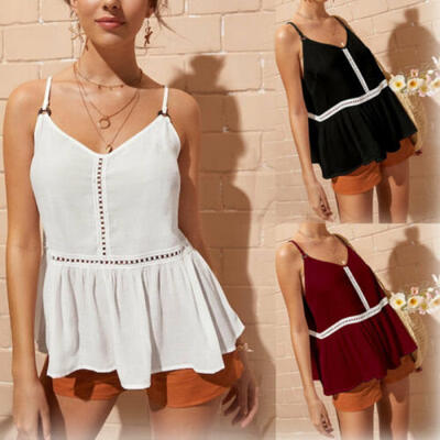 

Women Stripe Vest Tank Tops Ladies Loose Holiday Beach Strappy Cami Tops Blouse