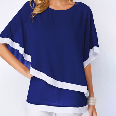 

Plus Size Women Fashion Splice Irregular Batwing Sleeve Tops T-Shirt Blouse