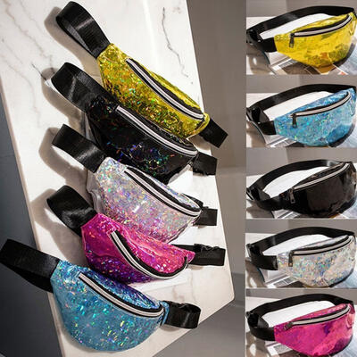 

Womens Fanny Pack Shiny Leather Pouch Belt Waist Bum Bag Waist Phone Pocket