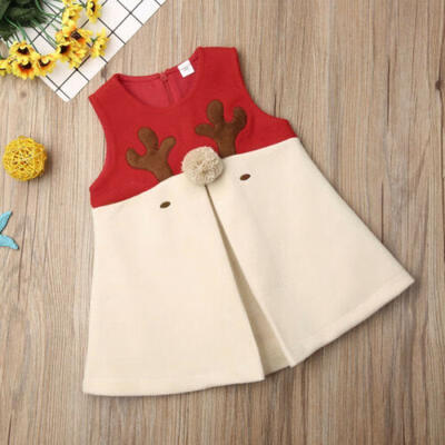 

US Toddler Baby Girl Kid Woolen Christmas Xmas Vest Holiday Outfits Clothes Tops