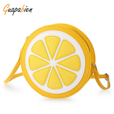 

Guapabien Ladies Round Lemon Pattern Zipper Crossbody Shoulder Dual Purpose Mini Bags
