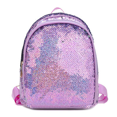 

Solid Color Sequin Travel Backpacks Preppy Women Small Shoulder School Bags