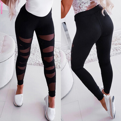 

Starmoon Fashion Womens Elastic Perspective Splice Leggings Sport Casual Solid Yoga Pants