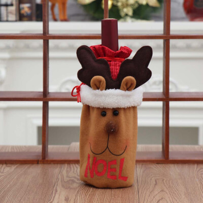 

Christmas Red Wine Bottle Cover Bag Party Table Decorations Home Santa Claus Snowman Reindeer New Year Navidad Gift