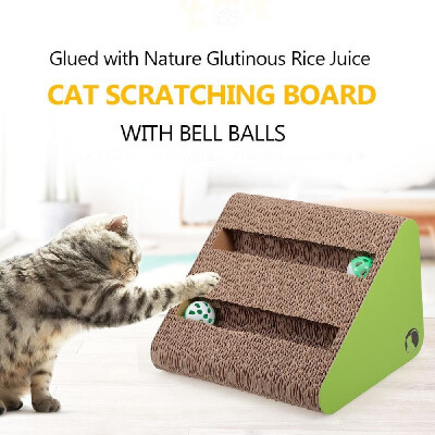 

Cat Scratcher Pad Scratching Ramp Corrugated Cardboard with Bell Balls Cat Sccratch Play Toy