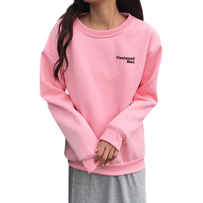 

Women Simple Autumn Warm Sweatshirt Long Sleeve Plus Velvet Cute Letter Print Casual Loose Round Collar Sweatshirt