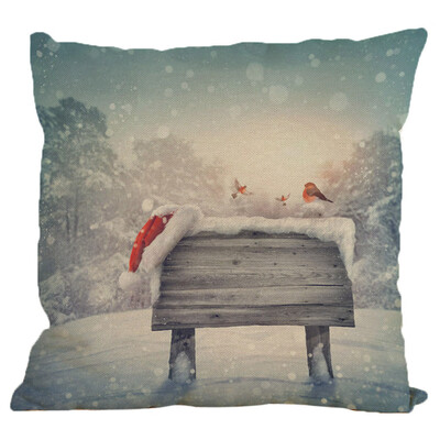 

Siaonvr New Christmas Cotton Linen Pillow Case Sofa Cushion Cover Home Decor A