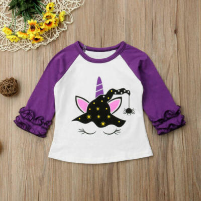 

Cartoon Toddler Baby Kids Girl Unicorn Long Sleeve Cotton T-shirt Tops Clothes