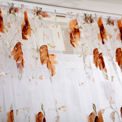 

Siaonvr 1 PCS Vines Leaves Tulle Door Window Curtain Drape Panel Sheer Scarf Valances