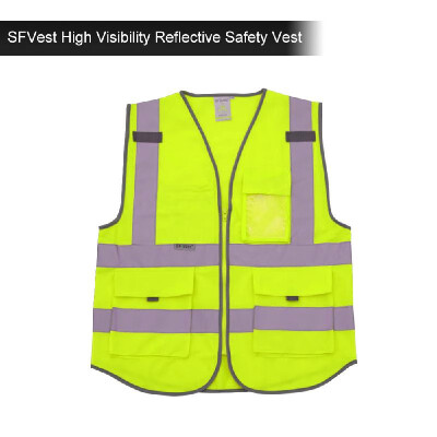 

SFVest High Visibility Reflective Safety Vest Reflective Vest Multi Pockets Workwear Security Working Clothes Day Night Motorcycl