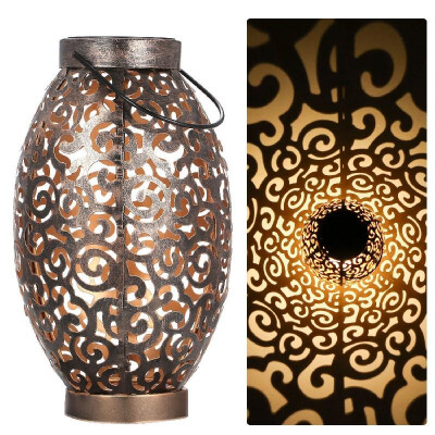 

Retro Garden Solar Decor Lamp Hollowed Out Shadow Lantern Hanging Hollow Lamp Lighting Outdoor Waterproof Landscape Lamp