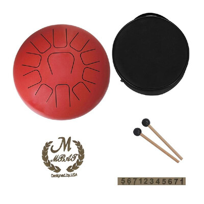 

12 Inch Steel Tongue Drum 11-Tone Hand Pan Drum Stainless Steel Percussion Instrument with Drum Mallets Carry Bags Note Sticks