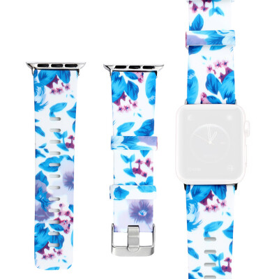 

〖Follure〗Silicone Floral Pattern Strap Replacement Watchband For Apple Watch 4321 4244mm