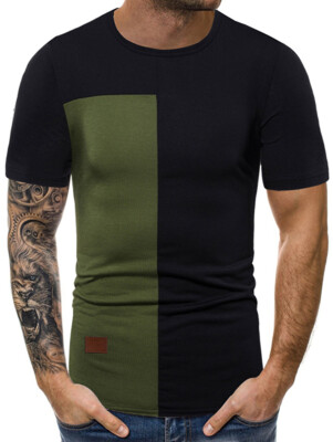 

Applique Color Block Panel Casual T-shirt