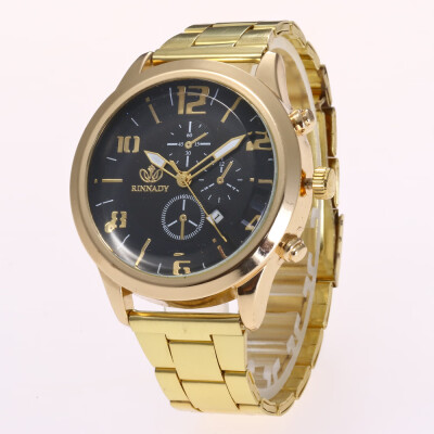 

New trend fashion mens watch calendar alloy steel belt quartz watch mens outdoor watch