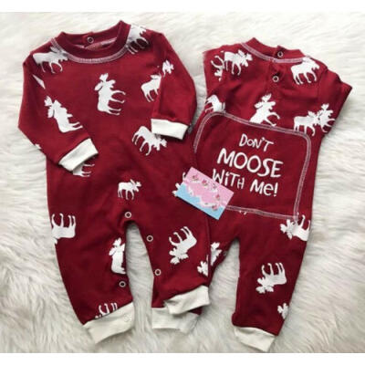 

Christmas Newborn Baby Girl Boy Clothes Deer Romper Pajamas Sleepwear Outfits