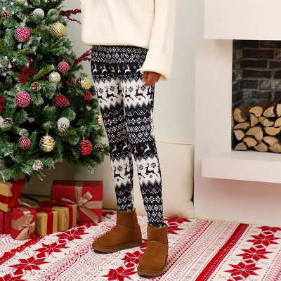 

B Winter Christmas Pants Women Tricolor Slim Fit Christmas Print Tights Trousers Keep Warm Streetwear Pencil Pants For Women