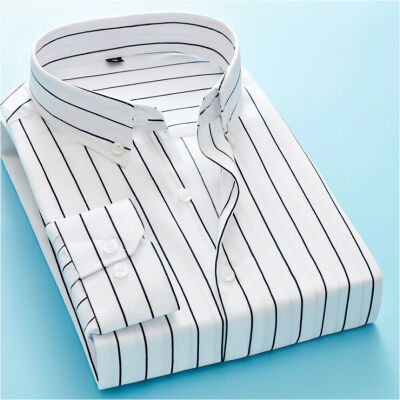 

SUNSIOM Fashion Mens Slim Fit Stripe Shirt Long Sleeve Cotton Dress Shirts Casual Tops