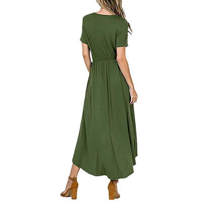 Women Sexy Solid Dress V Neck Short Sleeve Dresses Fashion Casual Loose Irregular Midi Dress
Women Sexy Solid Dress V Neck Short Sleeve Dresses Fashion Casual Loose Irregular Midi Dress