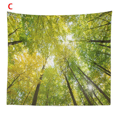 

Toponeto Misty Forest Tapestry Wall Hanging Nature Landscape Tapestry Sunshine Through Tree Tapestries For Bedroom Living Room