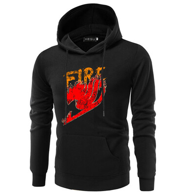 

New Fashion Men Hoodie Japanese Anime Fairy Tail Printed Hooded Sweatshirt Casual Long Sleeve Pocket Male Hoodie Tops
