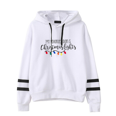 

My Favorite Color Is Christmas Lights Print Long Sleeve Hoodie Women Party