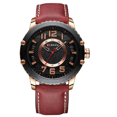 

CURREN 8341 Man Quartz Watch Waterproof Alloy Case Hardlex Mirror Genuine Leather Strap Male Wristwatch