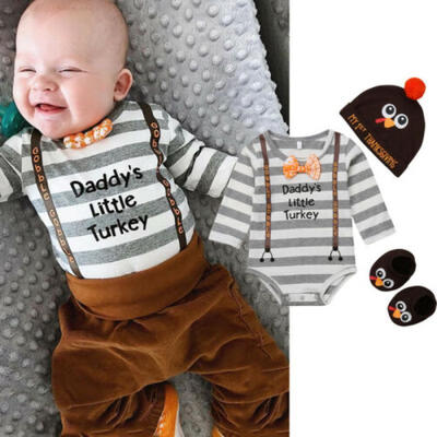 

Thanksgiving Infant Baby Boy Bodysuit Romper HatSocks Clothes Outfit Sets