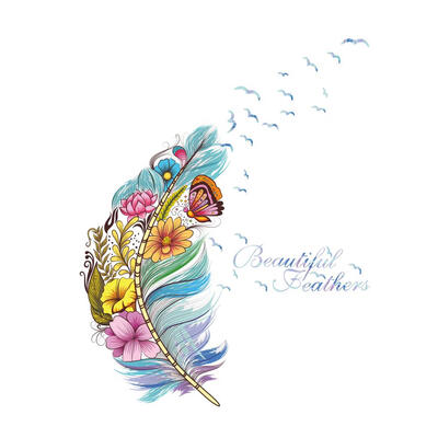 

Creative Colorful Feather Background Wall Sticker Decal Living Room Decor