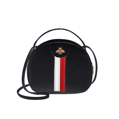 

Trend Lady Bee Metal Messenger Bag Color Striped Stitching Bag Portable Coin Purse New Product Shoulder Crossbody Bags