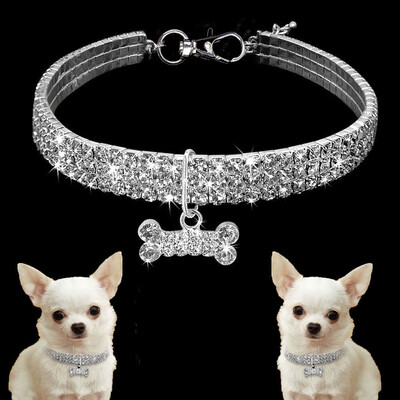 

Siaonvr Cute Mini Pet Dog Bling Rhinestone Chocker Collars Fancy Dog Necklace