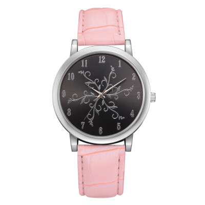 

Hot Womens Watches Roman Numeral Tree Pattern Disc Ladies Quartz Wristwatch Fashion Leather Strap Clock Zegarek Damsk