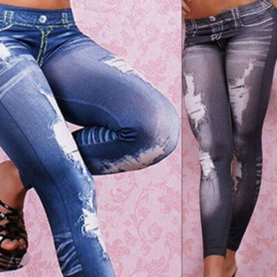 

Women Ripped High Waisted Skinny Fit Jeans Ladies Stretchy Denim Pants Leggings