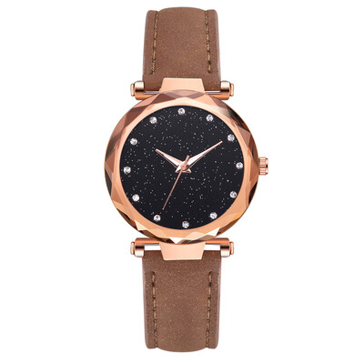 

Star watch Korean fashion casual luxury diamond ladies watch high-end ladies fashion PU quartz watch