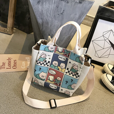 

Ins Summer Canvas Womens Slant Bag is Ancient Sense Girls College Students One Shoulder Bag Hand-held Japanese Canvas Bag for Cla