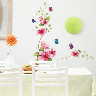 

Removable PVC Bathroom Wall Posters Sticker Flower Butterfly Decor