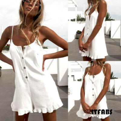 

Sexy Women Solid Playsuit Jumpsuit Rompers Summer Beach Casual Mini Shorts Dress