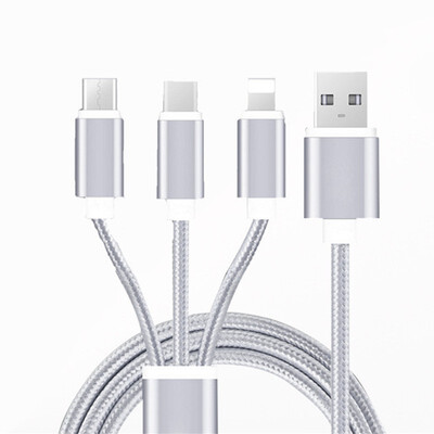 

USB Data Cable 3 in 1 Phone Charger Cable Multiple Charging Micro USB Type C Cable 3in1 Mobile Phone Cables for lightning