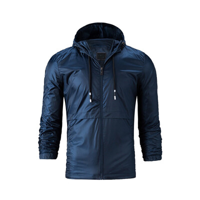 

Winter Mens Solid Color Coat Casual Hooded Slim Fit Zipper Pocket Outdoor Jacket