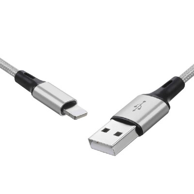

Lightning Charging Cable Charging Data Cable Lightning Phone Cable Data Sync Nylon Braided 1M for iPhoneSilver