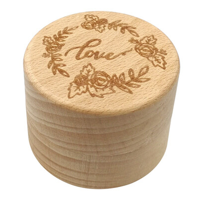 

Letter Engraved Rustic Wooden Ring Box Round Ring Bearer Holder Jewelry Case Storage Container For Wedding Engagement Proposal