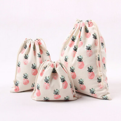 

Gobestart Pineapple Printing Drawstring Beam Port Storage Bag Travel Bag Gift Bag